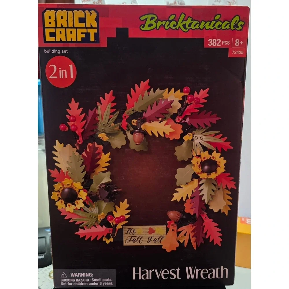 Fall Wreath Building Kit 2-in-1 Autumn Decor Acorns Sunflowers 382 Pieces New‎